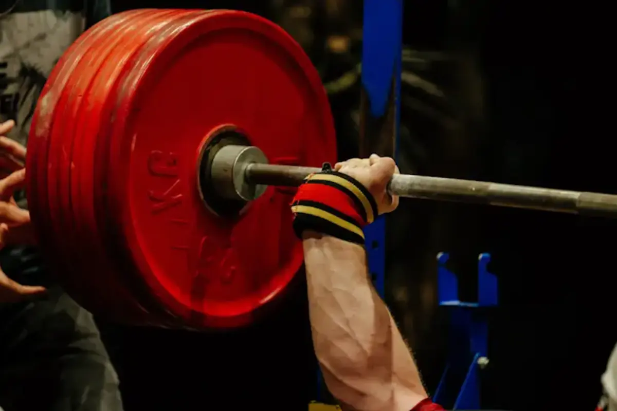 Close up of locked out bench press