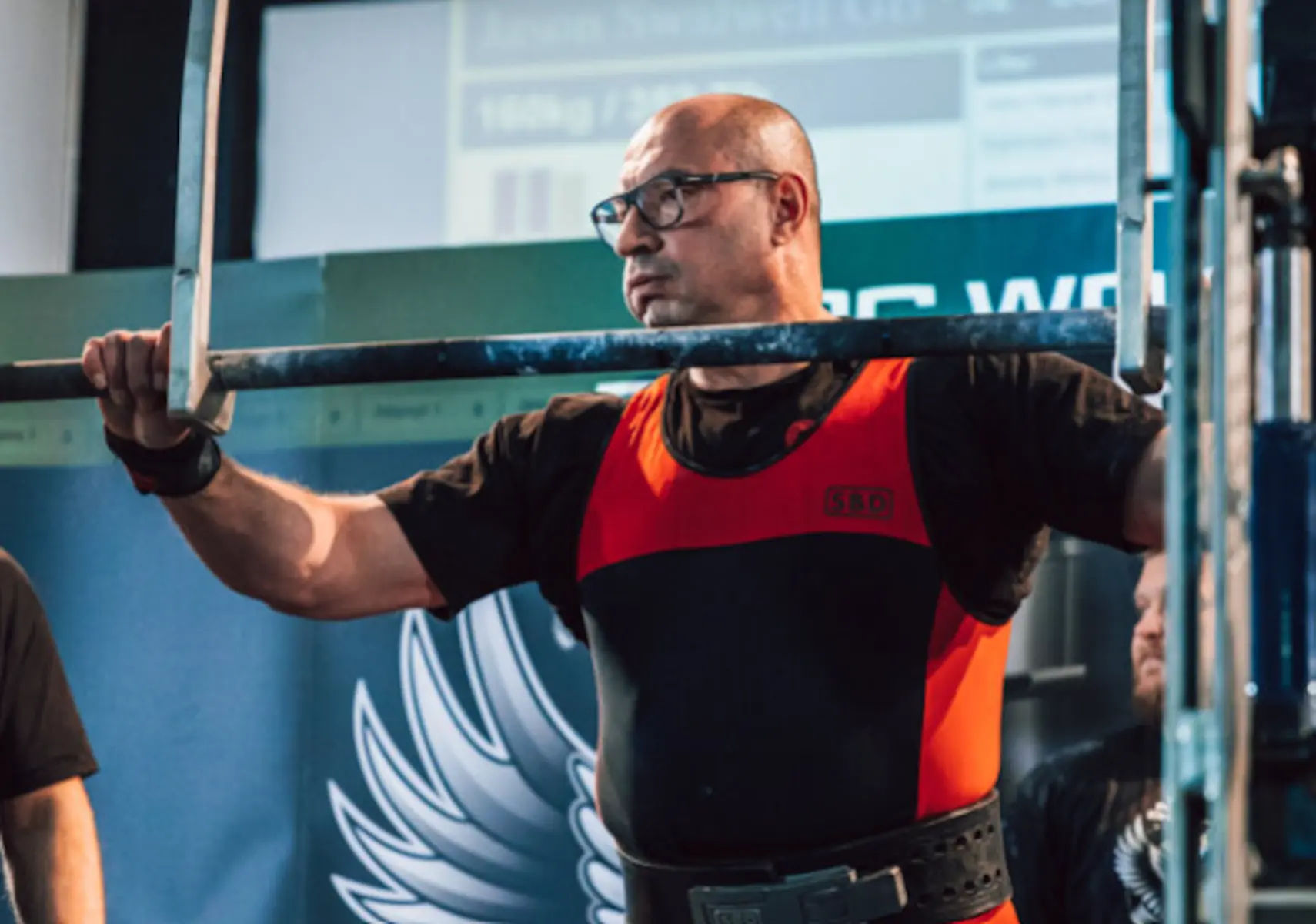 Man getting ready to do a competition squat