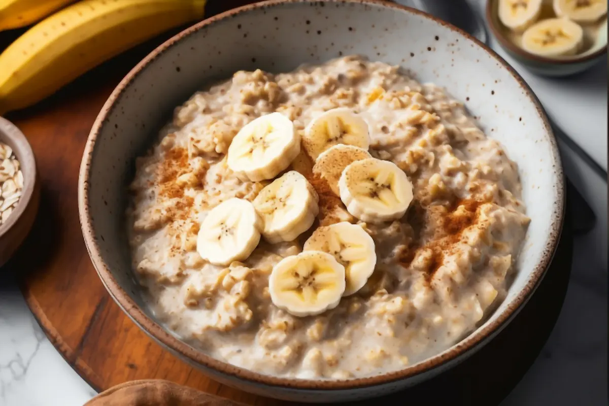 Oats with chopped banana