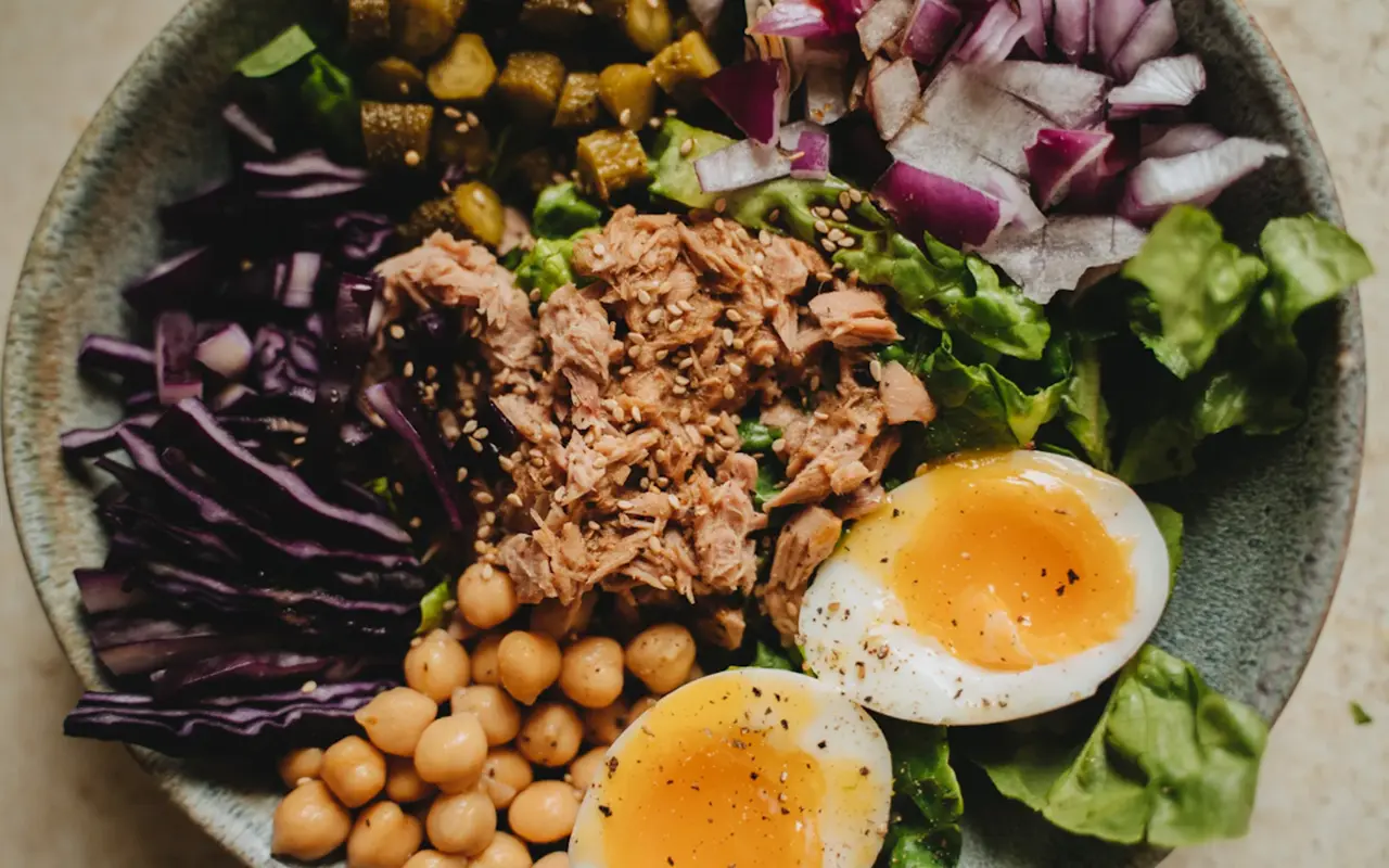 Tuna</p>
<h2><strong>Optimal Protein Distribution Throughout the Day</strong></h2>
<hr />
<h3><strong>Importance of Spreading Intake Across Meals to Maximise Muscle Protein Synthesis</strong></h3>
<p>Achieving an optimal level of muscle protein synthesis, a crucial muscle repair and growth process, necessitates more than just meeting a daily protein intake target; it requires strategic distribution of the sources consumed throughout the day, especially during training days.</p>
<ul>
<li>The research underscores the significance of spreading intake across multiple meals to sustain elevated muscle protein synthesis rates and facilitate continuous muscle recovery and growth (<a href="https://pmc.ncbi.nlm.nih.gov/articles/PMC3650697/">Areta et al., 2013</a>).</li>
<li>This approach harnesses the body
