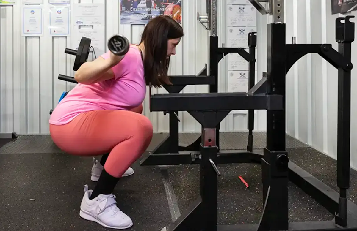 Side view of low bar squat
