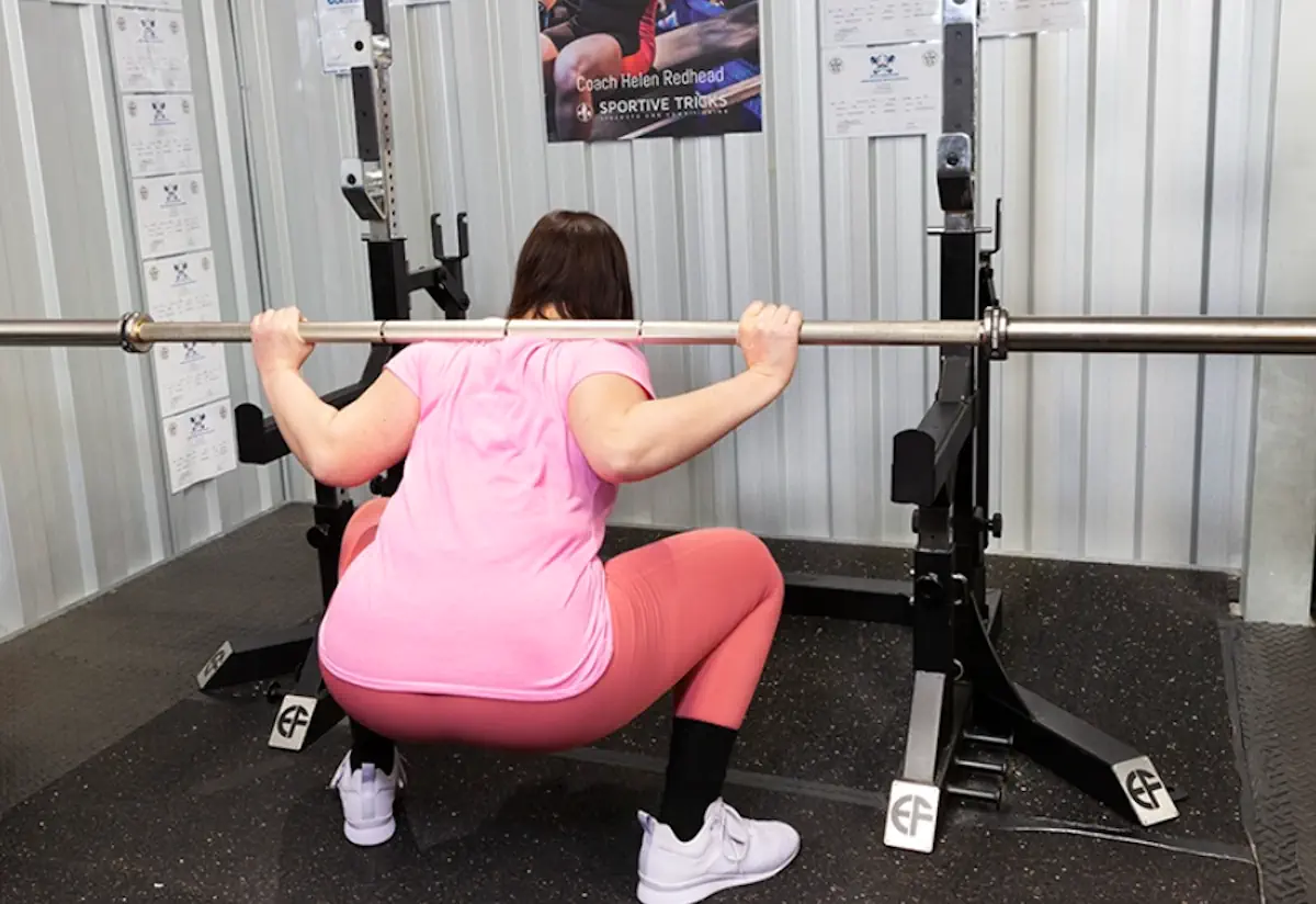 Rear view of low bar squat