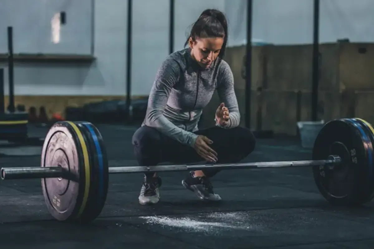 Barbell on the floor ready to deadlift