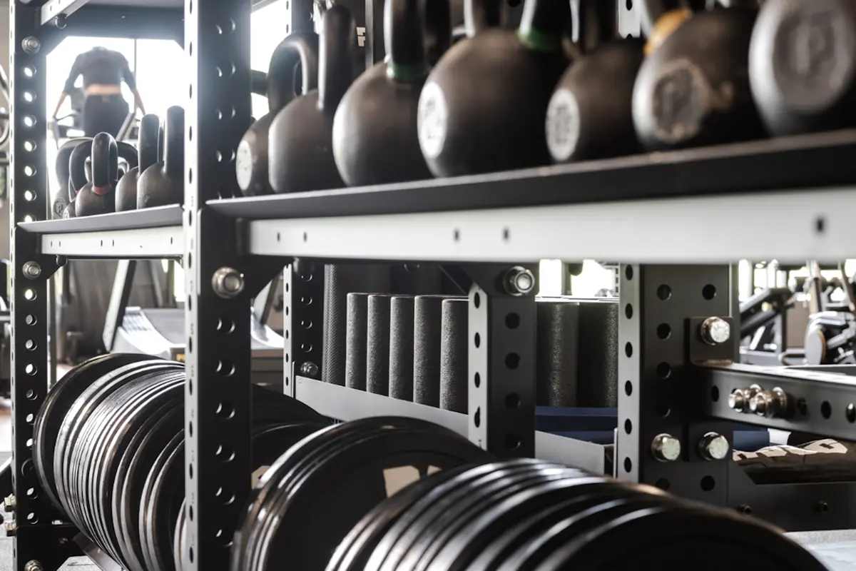 Weight plates and kettlebells
