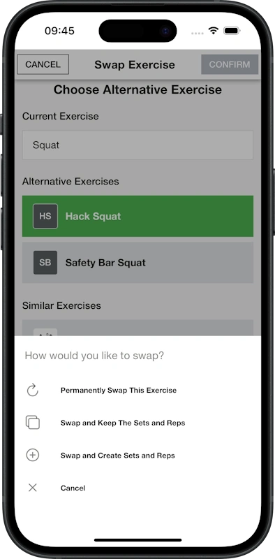 Swap exercise options